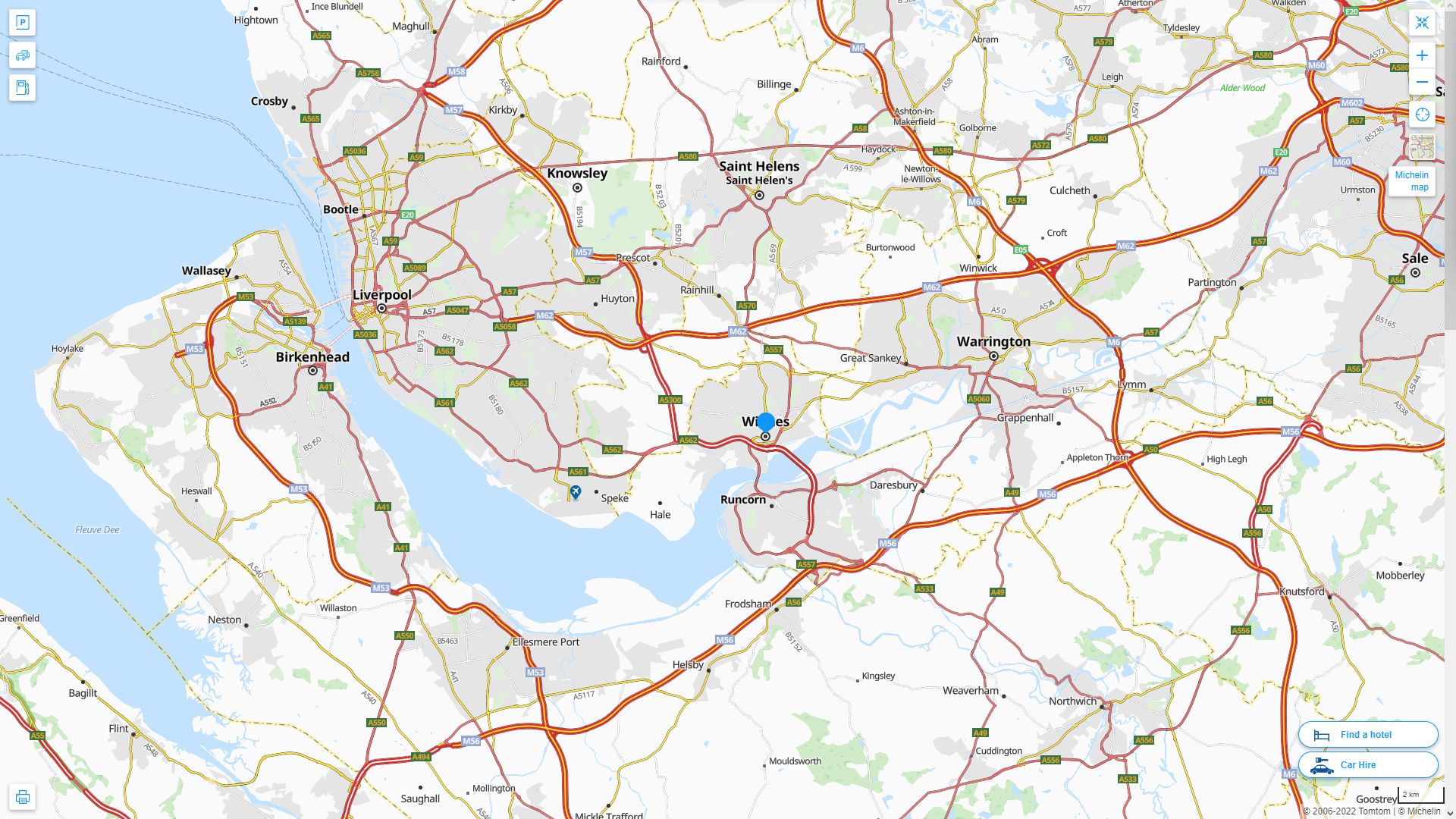 Widnes Royaume Uni Autoroute et carte routiere